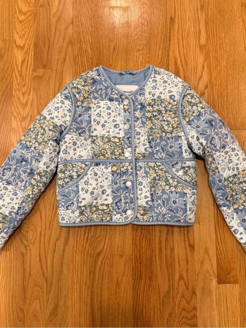 abercrombie kids Blue Floral Patchwork Quilted Jacket
